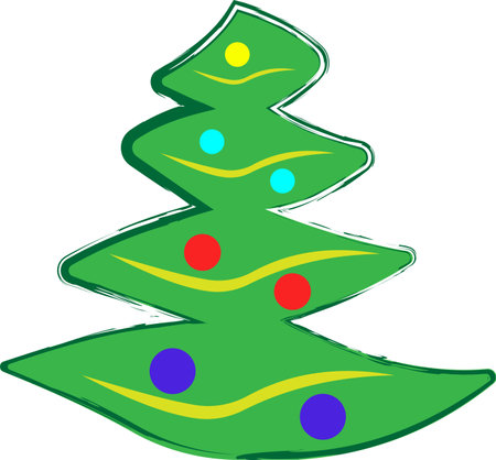 Green Christmas tree with Christmas balls. Vector illustration for web design, decoration, greeting cards, etc ..のイラスト素材