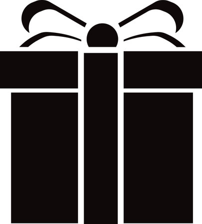 Christmas gift box with bows. Black silhouette on a white background. Vector image for creating illustrations for the New year.のイラスト素材