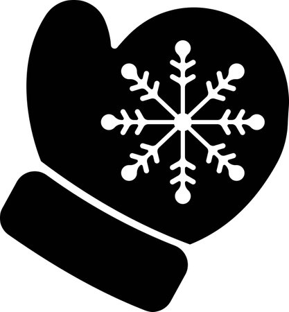 Santa Claus Christmas mitten with a snowflake. Black silhouette on a white background. Vector image for creating illustrations for the New year.のイラスト素材