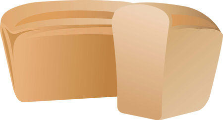 Rectangular loaf of bread. Vector illustration isolated on white background.のイラスト素材