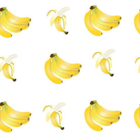 Seamless pattern of bananas. Vector illustration isolated on white background.のイラスト素材