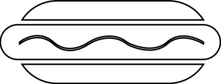 Sausage in dough contour isolated on white background. Vector black and white illustration.のイラスト素材