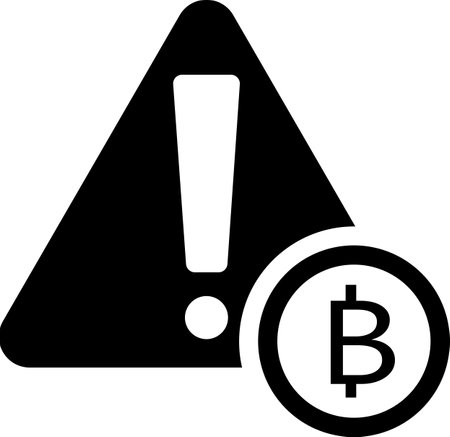 A Bitcoin warning icon with a flat style. Designed for toolbars in the user interface. A vector image isolated on a transparent background.のイラスト素材