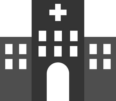 The hospital building is in a flat style. A simple icon for a web design, website, or app. Vector illustration isolated on a white background.のイラスト素材