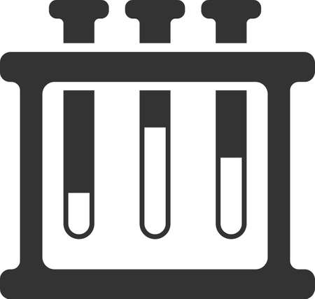 Laboratory test tubes on the stand with liquid. A simple icon for web design. Vector illustration isolated on a white background.のイラスト素材