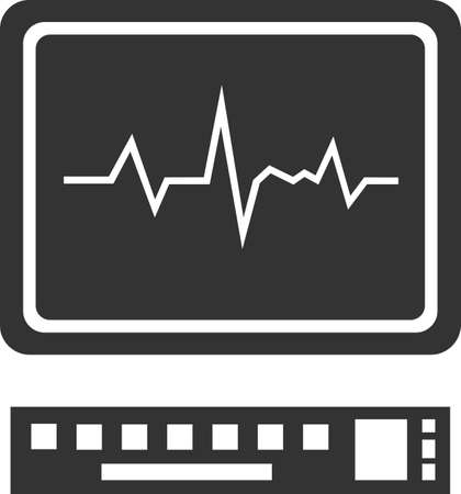 Heart rate chart on the computer. The monitoring icon. A simple icon for a web design, website, or app. Vector illustration isolated on a white background.のイラスト素材