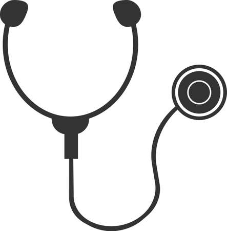 Icon of a stethoscope. Medical care, measurement of human respiration. A simple icon for a web design, website, or app. Vector illustration isolated on a white background.のイラスト素材