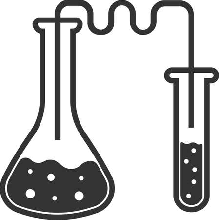 Laboratory chemistry set with two glass containers. A simple icon for a web design, website, or app. Vector illustration isolated on a white background.のイラスト素材
