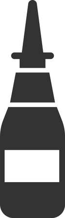 Icon of a bottle with a spray bottle for irrigation of the throat of a sick person. Isolated vector image on a white background. Healthcare and medicine.のイラスト素材