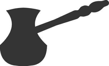 Vector icon-turk for coffee. A cup with a handle for making coffee on the stove. Black illustration isolated on a white background for graphics and web design.のイラスト素材