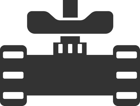 Icon of a pipe with a gate valve. Black silhouette. Vector illustration isolated on a white background.のイラスト素材