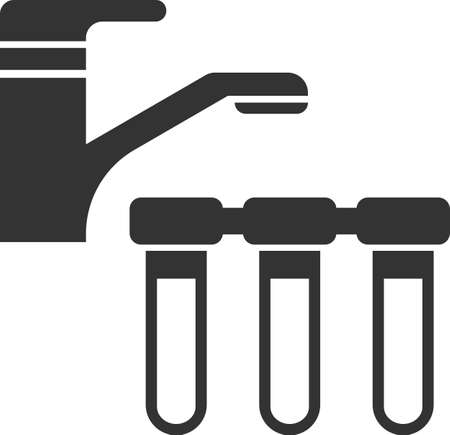 Icon of filters for drinking water purification. Black silhouette. Vector illustration isolated on a white background. A symbol for website design, logo icon, application, user interface.のイラスト素材