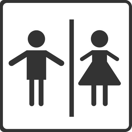 Toilet icon for boys and girls. Black silhouette. Vector illustration isolated on a white background. A symbol for website design, logo icon, application, user interface.のイラスト素材