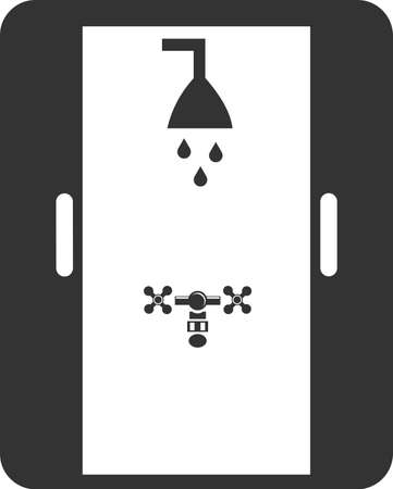 Shower stall icon. Black silhouette. Vector illustration isolated on a white background. Symbol for website design, logo icon, application, user interface.のイラスト素材