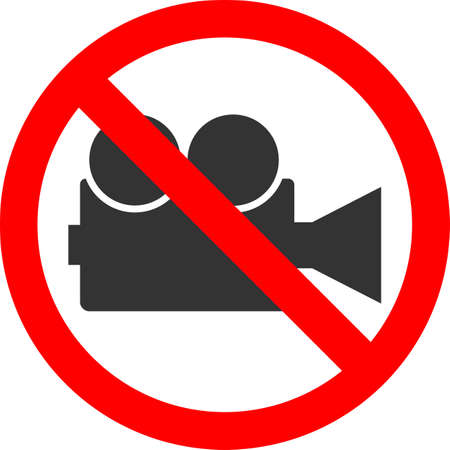 The icon that prohibits video recording. The camera image for the design and development of websites and applications. Vector illustration isolated on a white background. Logo illustration.のイラスト素材