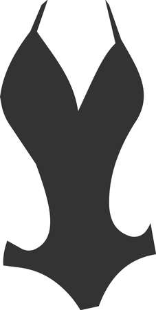 The icon of the closed line of the swimsuit. A swimsuit for a girl. Hot summer. Vacation. Vector image isolated on a white background. Flat icon in black style.のイラスト素材