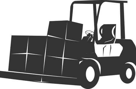 Icon of cargo delivery by cargo transport. Delivery service. The image is intended for applications and websites. Vector illustration isolated on a white background.のイラスト素材