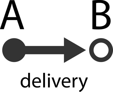 Icon for the delivery of goods from point A to point B. Delivery service. The image is intended for applications and websites. Vector illustration isolated on a white background.のイラスト素材