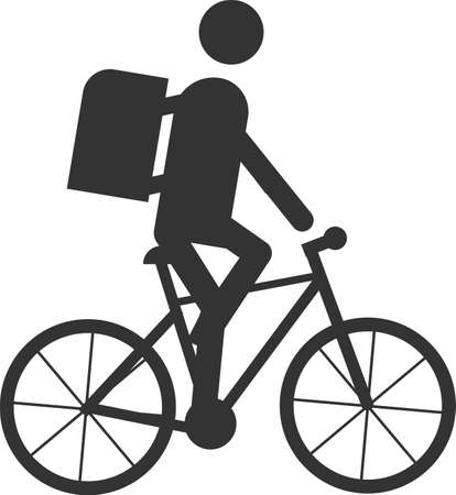 Bicycle courier badge. Delivery service. The image is intended for applications and websites. Vector flat illustration isolated on a white background.のイラスト素材