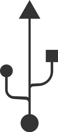 Flat black vector icon USB vector. The vector image is isolated on a white background.のイラスト素材