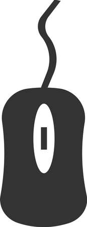 A flat black vector icon of a computer mouse. The vector image is isolated on a white background.のイラスト素材