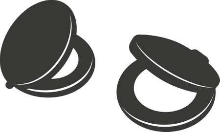 Black flat silhouette of a castanet. Vector illustration of handmade castanets. A musical percussion instrument. The image is isolated on a white background.のイラスト素材