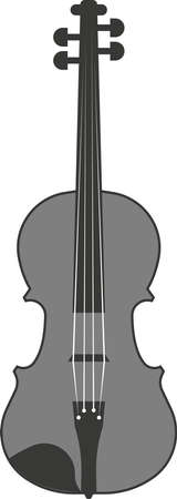 Black silhouette of a flat violin. Vector illustration of a handmade violin. A musical stringed instrument. The image is isolated on a white background.のイラスト素材