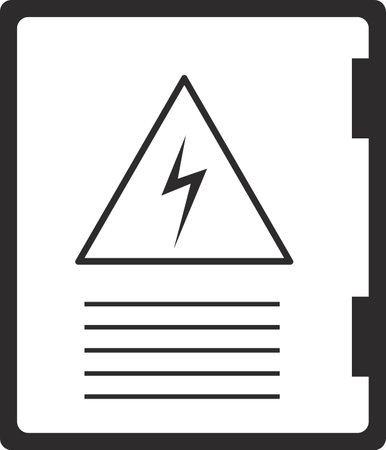 The icon of the electrical panel. Electrical distribution of energy consumption. Flat vector illustration on a white background. Electric meter icon for web design, applications.のイラスト素材