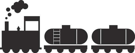 Cargo train with oil tanks. Flat icon for mobile concept and web design. Vector image isolated on a white background.のイラスト素材