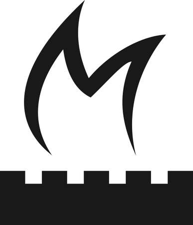 Gas flame on the burner. A flammable sign. Vector image isolated on a white background.のイラスト素材