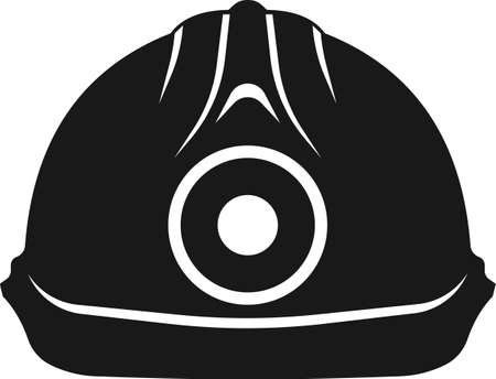 A miners helmet. The glyph icon of an industrial protective helmet. Safety. Vector image isolated on a white background.のイラスト素材