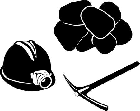A miners helmet. Tools for coal mining. Vector image isolated on a white background.のイラスト素材