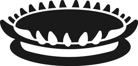 Gas burner of the kitchen stove. Side view of a burning hot flame. Vector image isolated on a white background.のイラスト素材