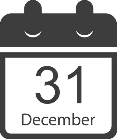 Calendar with inverted sheets of December. The symbol of Christmas in flat black. Vector image isolated on a white background.のイラスト素材