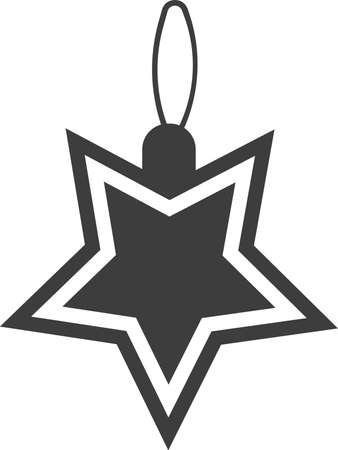 A starry toy for Christmas decoration. New Years paraphernalia in black flat style. Vector image isolated on a white background.のイラスト素材