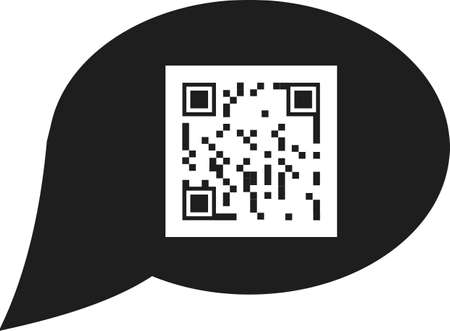 results are displayed as a QR code via SMS. Scanning payments or personal data. Vector image isolated on a white background.のイラスト素材