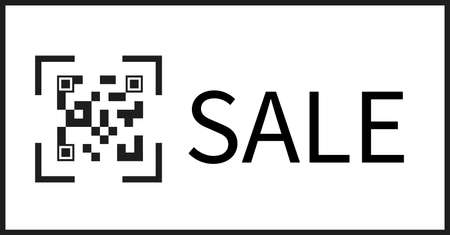 The sign represents a sale by QR code. Log in using a QR code. Vector image isolated on a white...