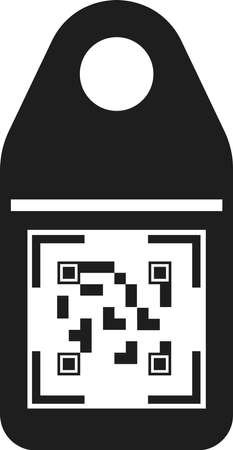 QR code on the label or tag. Scanning by.QR code. Vector image isolated on a white background.のイラスト素材