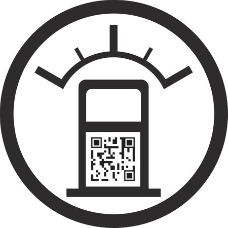 A gas station with a QR code. Refueling the car using a QR code. Vector image isolated on a white background.のイラスト素材