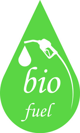 A green drop with a refueling nozzle. The concept of green energy. A source of fuel energy, biofuels. Vector image isolated on a white background.のイラスト素材