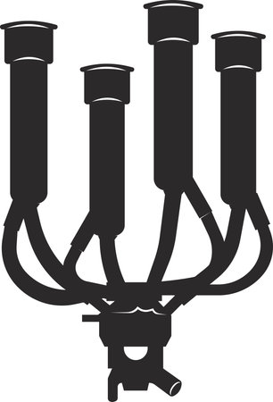 Milking machine for a cow. Black flat symbol. Isolated image on a white background.のイラスト素材