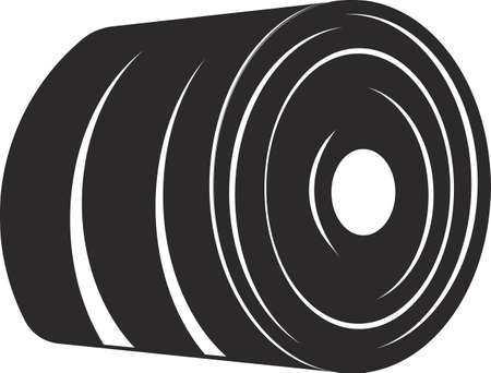 A roll of hay. Black flat symbol. Isolated image on a white background.のイラスト素材