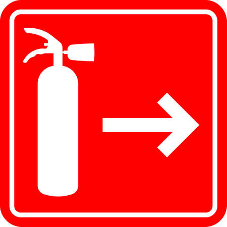 The location of the fire extinguisher. Safety. Vector black image highlighted on a white background.のイラスト素材
