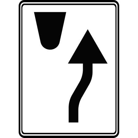 US road sign keep to the right of the obstacle. Warning to motorists on the road. Vector image.のイラスト素材