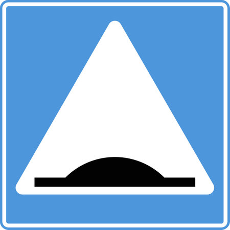 Road signs of special rules. The road sign is an artificial bump. Blue sign. Vector image.のイラスト素材
