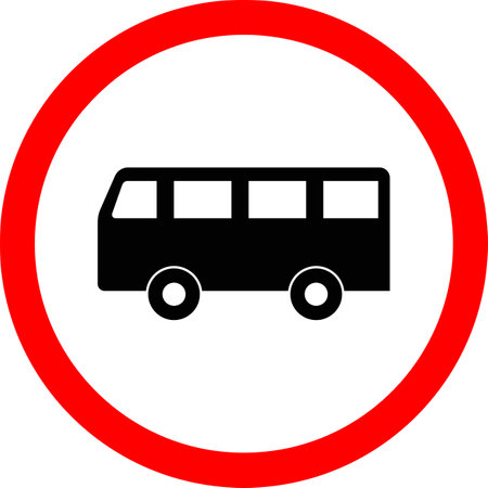 Road signs. The movement of buses is prohibited. Vector image.のイラスト素材