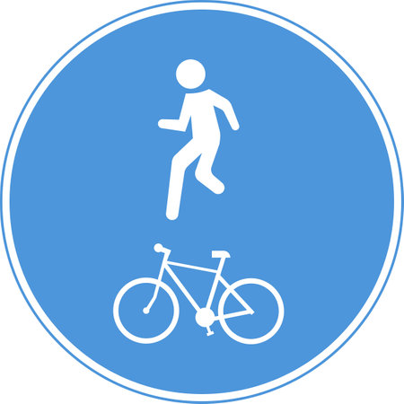 Road sign. Pedestrian and bicycle paths with combined traffic Vector image.のイラスト素材