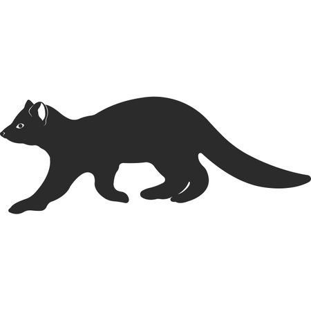 Wild animal sable. Black and white silhouette of an animal. Vector illustration.のイラスト素材