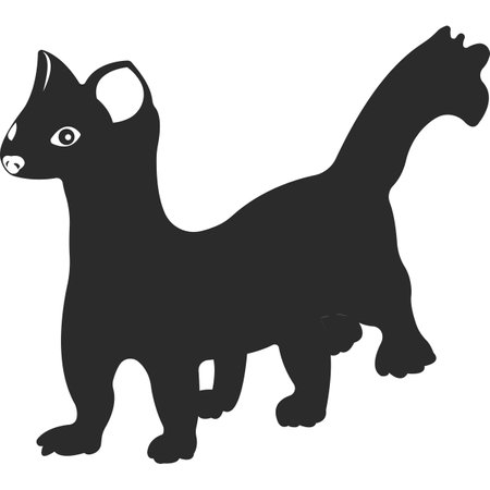 Wild animal stoat. Black and white silhouette of an animal. Vector illustration.のイラスト素材