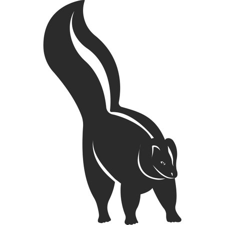 Wild animal skunk. Black and white silhouette of an animal. Vector illustration.のイラスト素材